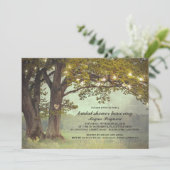 素朴なオークの木のロマンチックなブライダルシャワー 招待状 (スタンド正面)