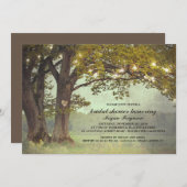 素朴なオークの木のロマンチックなブライダルシャワー 招待状 (正面/裏面)