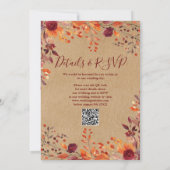 素朴なオールインワン秋の恋愛QRコードウェディング 招待状 (裏面)