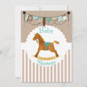 素朴なカウボーイの揺り木馬の西部のベビーシャワー 招待状 (正面)