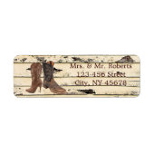 素朴なカウボーイブーツウェスタンカントリーウェディング ラベル (正面)