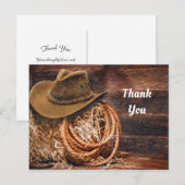 素朴なカウボーハットとロープと干草の写真 ありがとう ポストカード (正面/裏面)