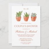 素朴なカクスタスのテラコッタポット カップルのシャワー 招待状 (正面)