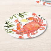 素朴なカニの沸騰花のシーフードのコースター ラウンドペーパーコースター (アングル)