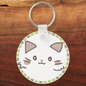 素朴なカフェタイルとねこイラスト キーホルダー (正面)