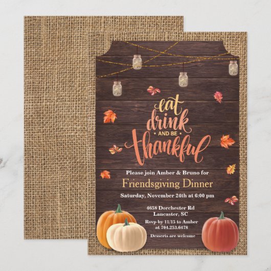 素朴なカボチャの秋の新居歓迎招待状 招待状 (正面/裏面)