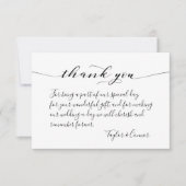 素朴なカリグラフィー結婚式のお礼カード サンキューカード (正面)