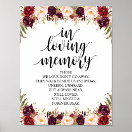 素朴なカリグラフィー結婚式追悼テーブルサイン ポスター