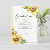 素朴なカントリーのひまわり写真卒業式 招待状 (スタンド正面)