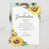 素朴なカントリーのひまわり写真卒業式 招待状 (正面/裏面)