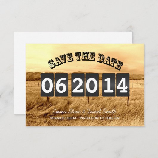 素朴なカントリーウェディングのSave the Dateのお知らせ セーブザデート (正面/裏面)