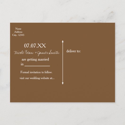 素朴なカントリーウエスタン 木とライトのSave the Date 案内ポストカード (裏面)