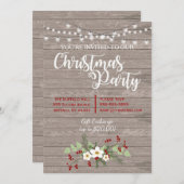 素朴なカントリーウッドのクリスマス　赤いホリーの招待状 招待状 (正面/裏面)