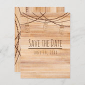 素朴なカントリーウッド & メイソンジャーでお知らせ 案内ポストカード (正面/裏面)