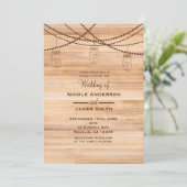 素朴なカントリーウッド & メイソンジャー バーンウェディング 招待状 (スタンド正面)