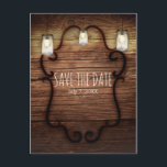 素朴なカントリーウッド & ライト付きメイソンジャー Save Date 案内ポストカード<br><div class="desc">素朴なカントリーウッド & ライト付きメイソンジャー Save the Date. 私のストアで取り扱っている商品とデザインを合わせています.</div>