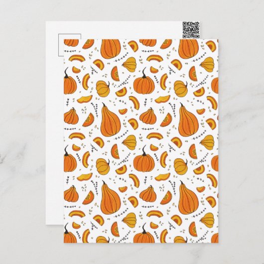 素朴なカントリーオータムパンプキン シーズンポストカード (正面/裏面)