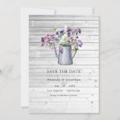 素朴なカントリーガーデンのスイートピー花の結婚式 セーブザデート (正面)