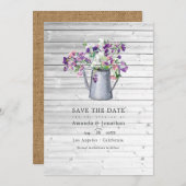 素朴なカントリーガーデンのスイートピー花の結婚式 セーブザデート (正面/裏面)