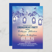 素朴なカントリーガーデンライト婚約パーティ 招待状 (正面/裏面)