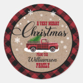 素朴なカントリークリスマスギフトタグステッカー ラウンドシール (正面)
