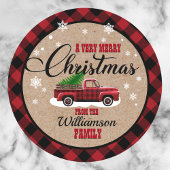 素朴なカントリークリスマスギフトタグステッカー ラウンドシール