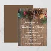 素朴なカントリークリスマスパーティーの招待状 招待状 (正面/裏面)