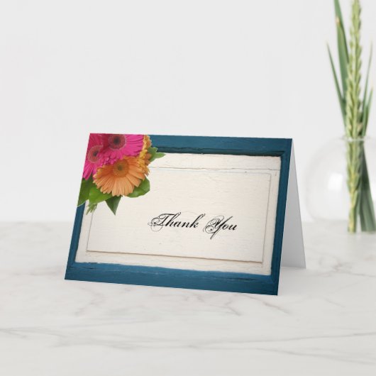 素朴なカントリーテイストのペイントウッド デイジー　サンキュー サンキューカード (正面)