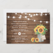 素朴なカントリーバーの照明ひまわり結婚式 招待状 (正面)