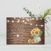 素朴なカントリーバーの照明ひまわり結婚式 招待状 (スタンド正面)