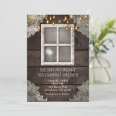 素朴なカントリーバーの窓辺のライトレースの招待状 招待状 (スタンド正面)