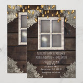 素朴なカントリーバーの窓辺のライトレースの招待状 招待状 (正面/裏面)