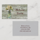 素朴なカントリーフラワーのメイソンジャー結婚式 名刺 (正面/裏面)