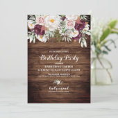 素朴なカントリーフラワーの水彩画の誕生日パーティー 招待状 (スタンド正面)