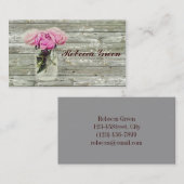 素朴なカントリーローズのメイソンジャー結婚式 名刺 (正面/裏面)