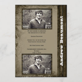 素朴なカントリー写真卒業発表 案内状