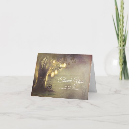 素朴なカントリー愛の木の結婚式のお礼 サンキューカード (正面)