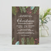 素朴なカントリー調の木目調のホリデー・クリスマス・パーティ 招待状 (スタンド正面)