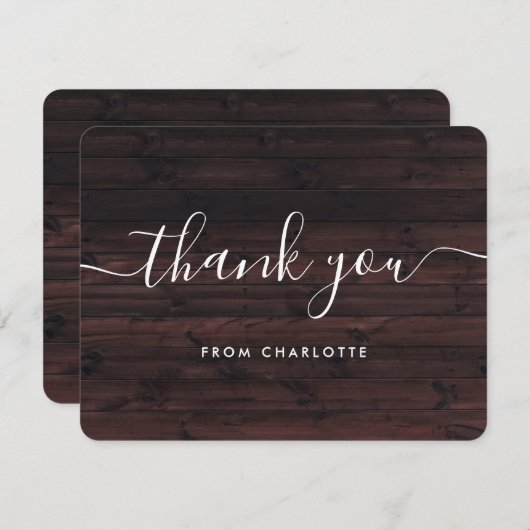 素朴なカントリー調の納屋の木のウェディングシャワー誕生日 サンキューカード (正面/裏面)