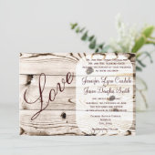 素朴なカントリー調の納屋の木の愛の結婚式の招待状 招待状 (スタンド正面)