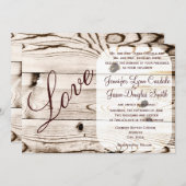 素朴なカントリー調の納屋の木の愛の結婚式の招待状 招待状 (正面/裏面)