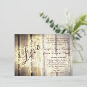 素朴なカントリー調の納屋の木の愛の結婚式招待状 招待状 (スタンド正面)