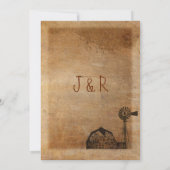 素朴なカントリー風のビンテージキャンバスファームウィンドミル 招待状 (裏面)