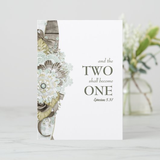 素朴なカントリー風の二人になる結婚式招待状 招待状 (スタンド正面)