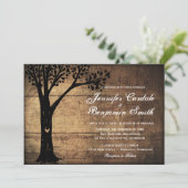 素朴なカントリー風の彫刻ハートツリーの結婚式招待状 招待状 (スタンド正面)