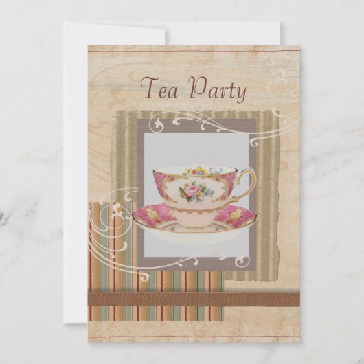 素朴なカントリー風の結婚前お茶会招待状 招待状 (正面)