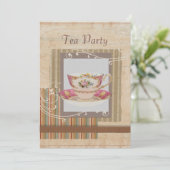 素朴なカントリー風の結婚前お茶会招待状 招待状 (スタンド正面)