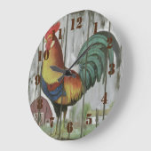 素朴なカントリー風の雄鶏のファームハウスキッチン ラージ壁時計 (傾斜)