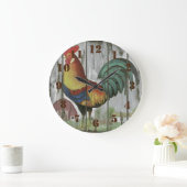 素朴なカントリー風の雄鶏のファームハウス キッチン ラージ壁時計 (ホーム)