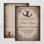 素朴なカントリー風の馬蹄形の結婚式招待状 招待状 (正面/裏面)